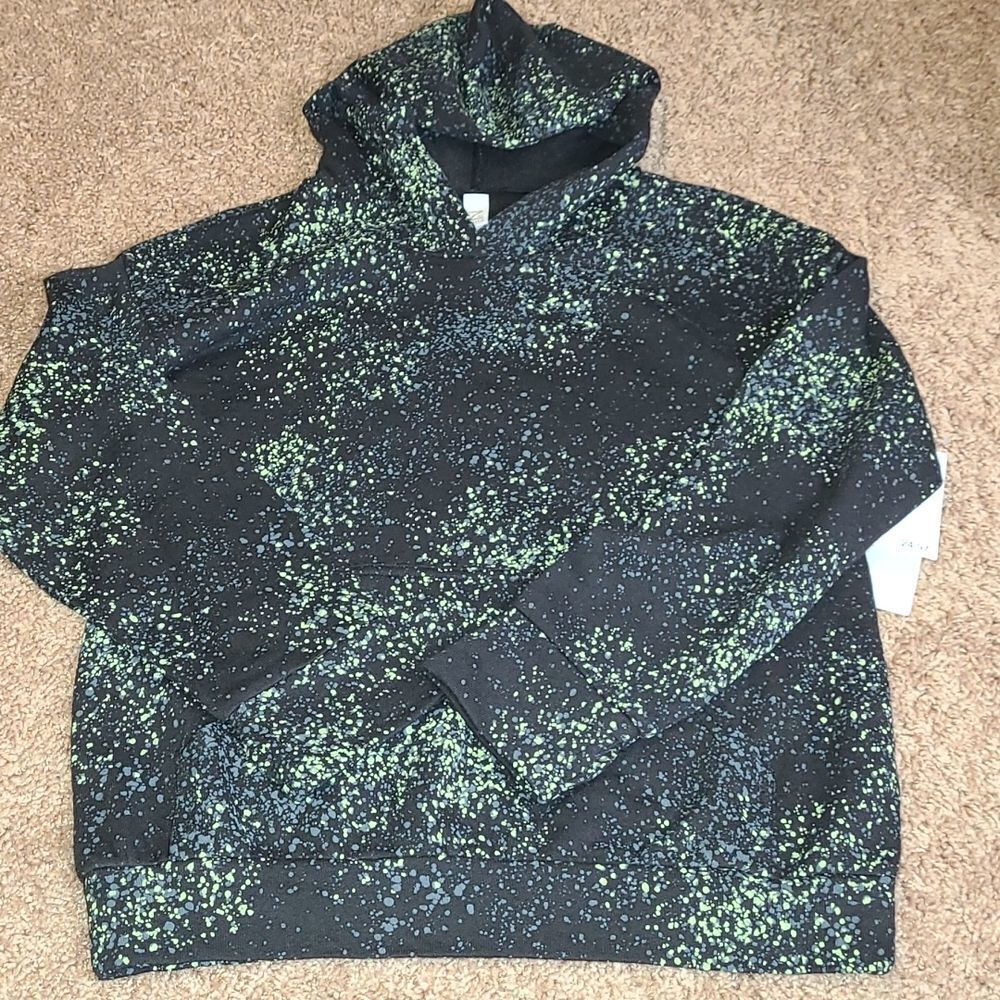 Zella Black with Green and Gray Splatter Dot Print Hoodie